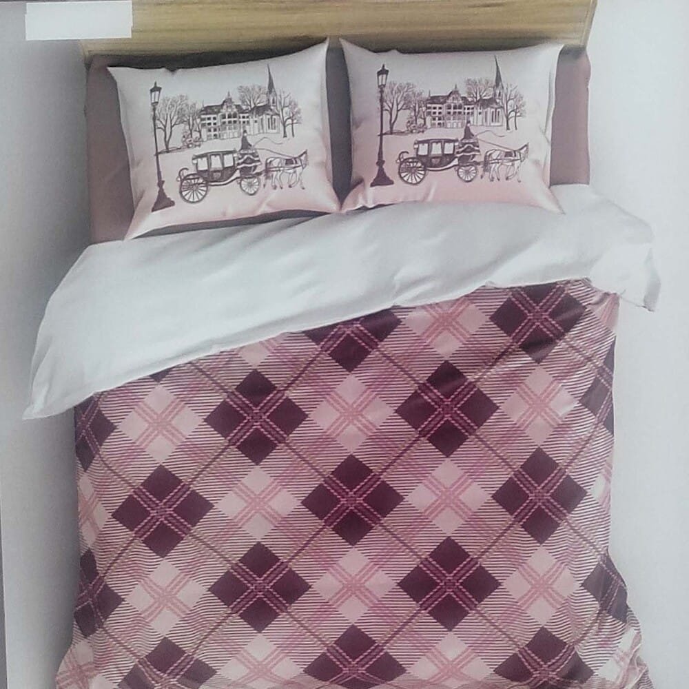 Elegant Checkered Cotton Single Bedsheet