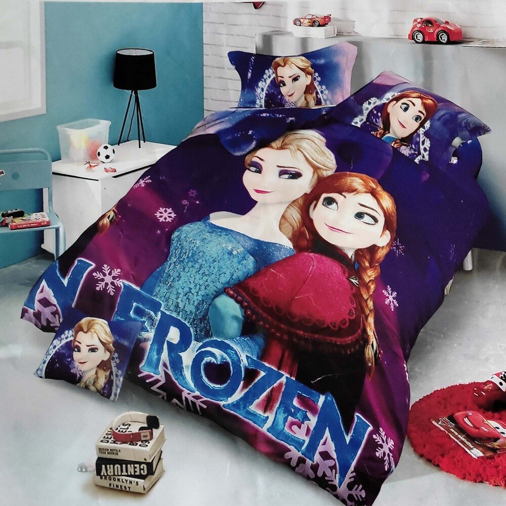 Princess Cartoon Printed Cotton Double Bedsheet with 2 Pillow Covers (90x100 Inches)