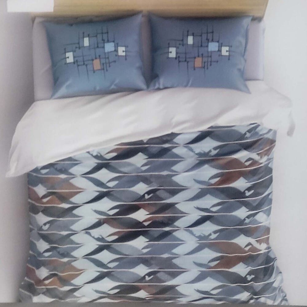 Modern Abstract Printed Cotton Single Bedsheet