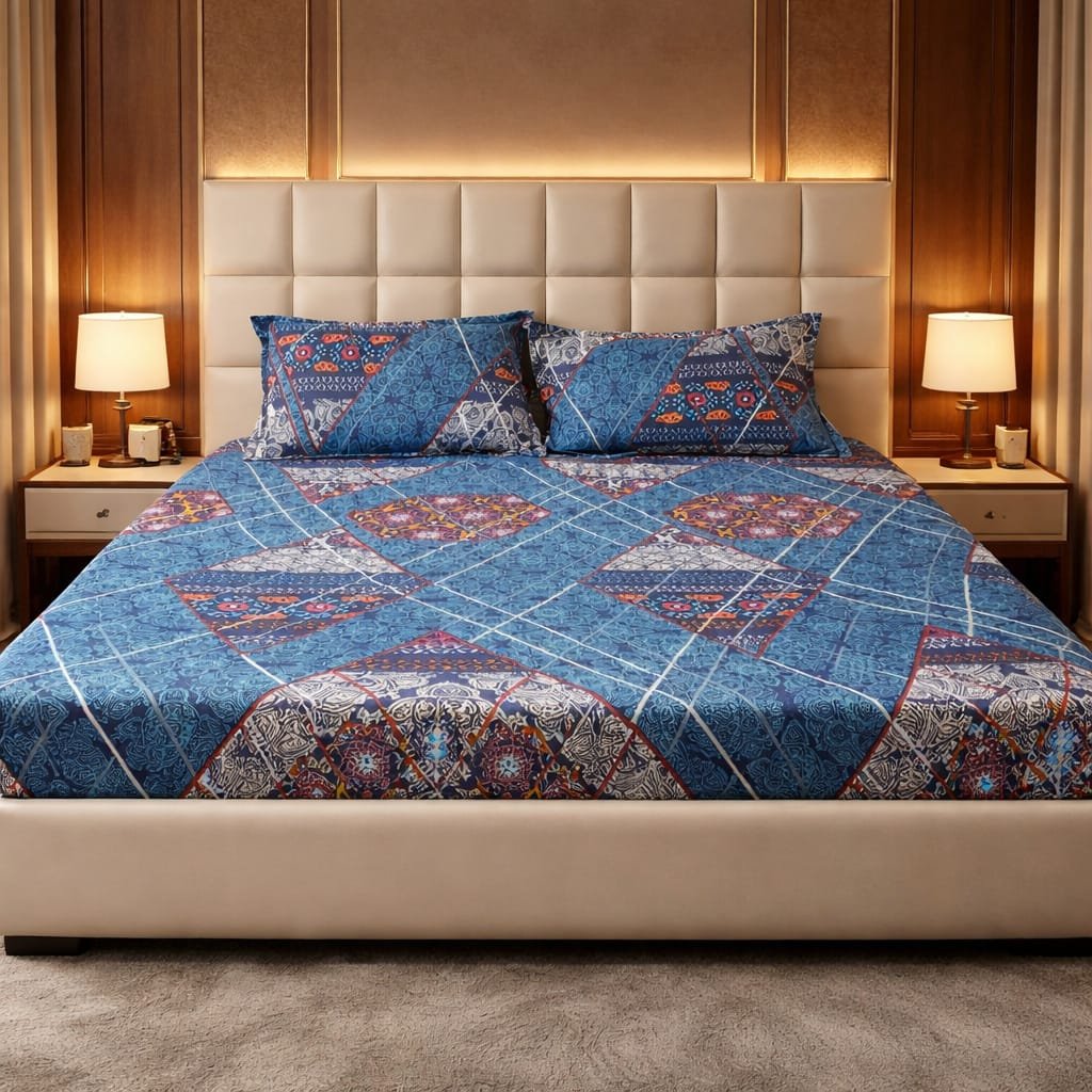 Premium Printed Cotton Double Bedsheet with 2 Pillow Covers