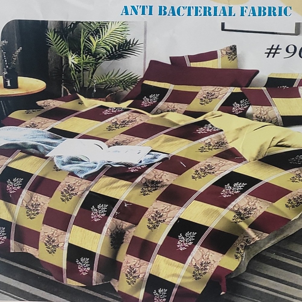 Premium Geometric Printed Double Bedsheet with 2 Pillow Covers (90x100 Inches) – Anti-Bacterial Fabric
